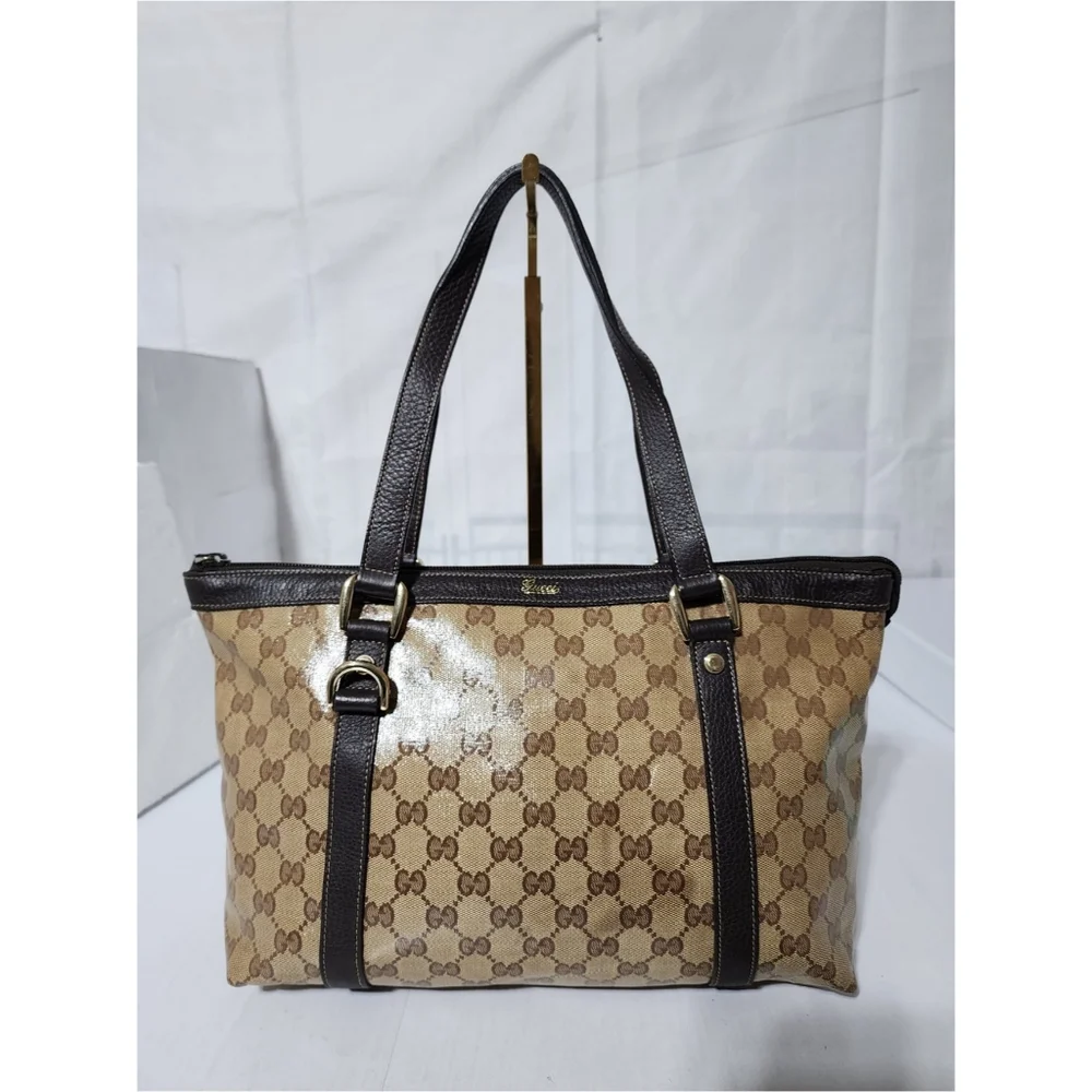 GUCCI Crystal Monogram Medium Abbey Tote Brown - Picture 3 of 12